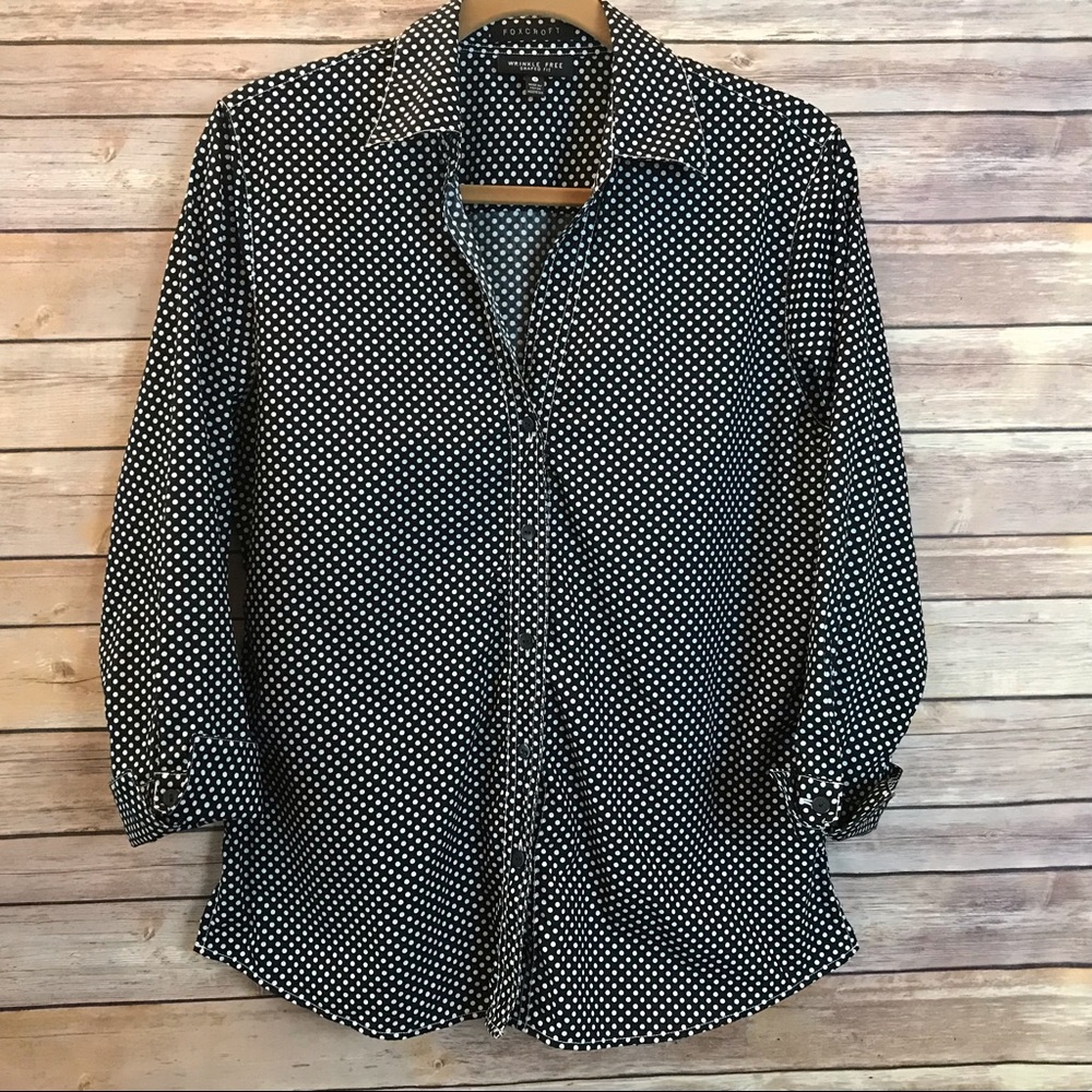 Foxcroft Polka Dot Button Down Shirt